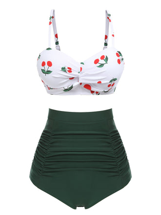 2PCS Set bikini con spalline a ciliegia anni '50