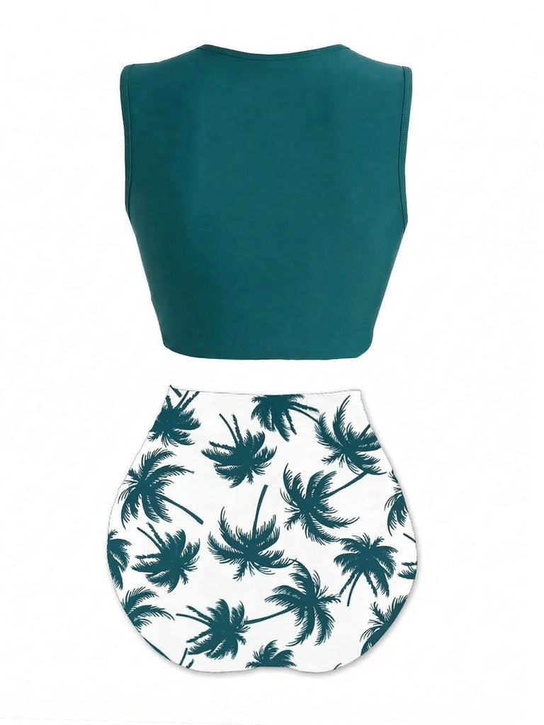 [Pre-Vendita] Set Bikini Verde Punk con Laccio in Vita Skeleton Beach con Stampa Anni '80 2
