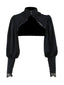 Top in pizzo gotico con collo alto nero anni '80