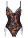Collant in pizzo e teschio con spalline sottili arancione anni '70