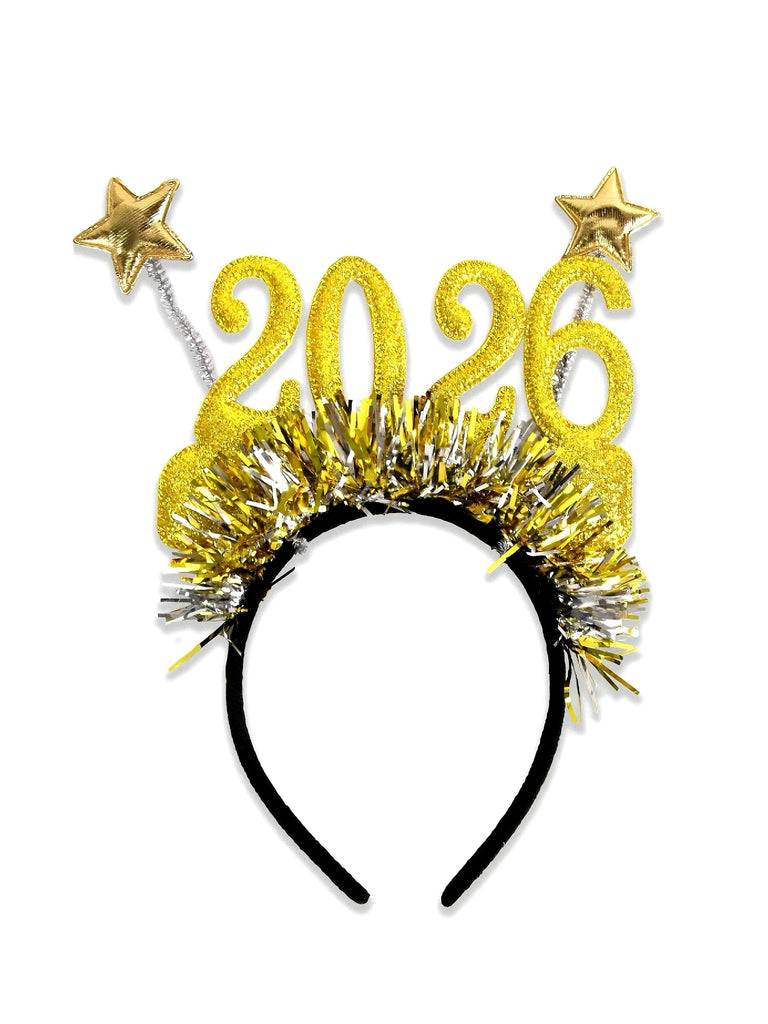 Fascia per capelli 2026 con stelle filanti per la festa di Capodanno