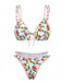 Set Bikini Anni '60 Bianco a Triangolo con Stampa Agrumi