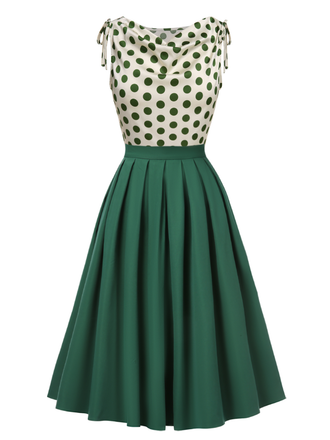 Gonna plissettate tinta unita verde anni '50