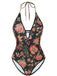 2PCS Costumi intero e copricostume con frange e floreale anni '60