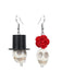 Orecchini vintage con teschio e rosa Halloween