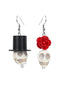 Orecchini vintage con teschio e rosa Halloween