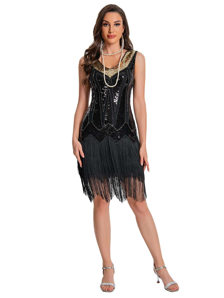 [Prevendita] Abito flapper con paillettes e orlo con frange anni '20