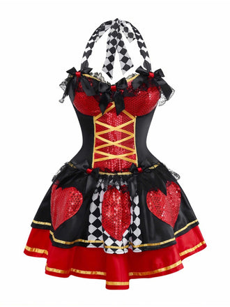 Costume da regina di cuori con paillettes Halloween anni '70