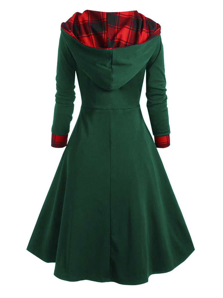 Abito a quadri patchwork con cappuccio arancione anni '50