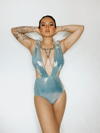 Costumi intero perla e brillantini blu anni '30