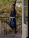 Abito senza maniche con revers blu navy anni '60