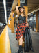 Abito plaid spalline sottili nero anni '70