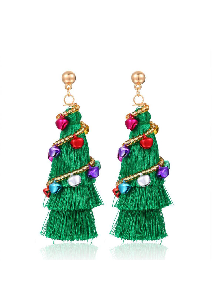 Orecchini con nappe a forma di albero di Natale colorato