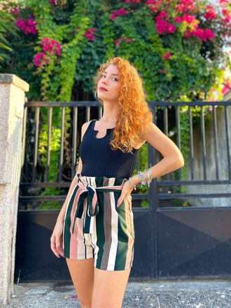 [Prevendita] Tuta corta in maglia a righe cintura anni '50