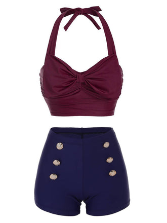 Set bikini con fiocco rosso anni '50