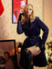 Cappotto lungo in velluto blu navy anni '50