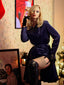 Cappotto lungo in velluto blu navy anni '50
