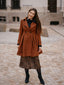 Cappotto aderente con revers in tinta unita marrone anni '50