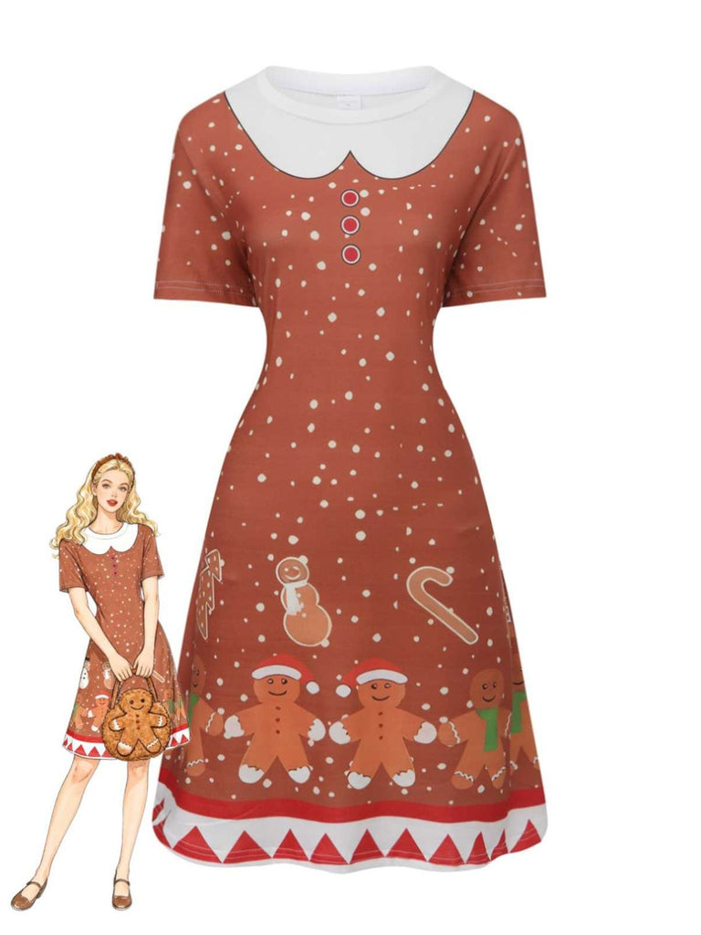 Abito a trapezio con omino di pan di zenzero di Natale anni '60