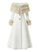 Cappotto con collo di pelliccia multistrato color crema anni '50