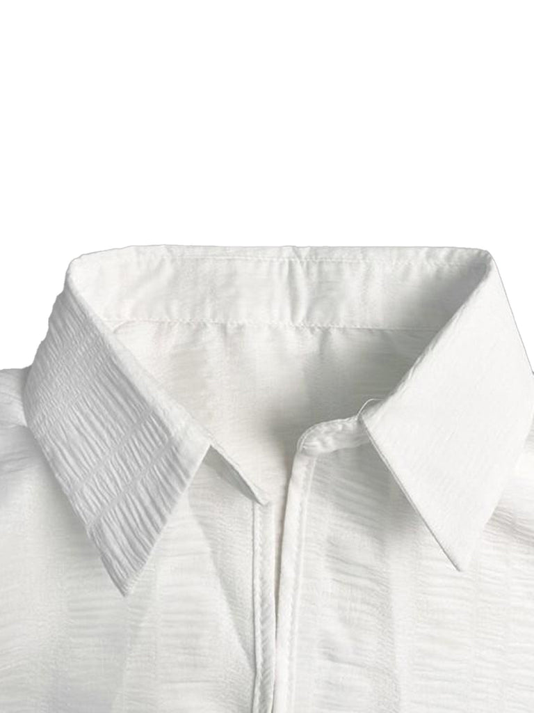 Completo 2 Pezzi Abito Midi Smock a Bretelle e Camicia Corta Anni '50