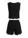 Completo 2 Pezzi Gilet Senza Maniche Crochet e Shorts Nero Anni '50