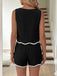 Completo 2 Pezzi Gilet Senza Maniche Crochet e Shorts Nero Anni '50