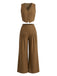 2PCS Brown 1940s V-Neck Vest & Wide Leg Pants - vintage fashion, retro style