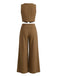2PCS Brown 1940s V-Neck Vest & Wide Leg Pants - vintage fashion, retro style