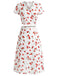 [Pre-Vendita] 2 Pezzi Crop Top a Collo V a Stampa Ciliegie con Gonna Rossa Anni '60 3
