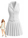 Completo 2 Pezzi Gilet Senza Maniche Scollo a V e Gonna Plissettata Bianco Anni '40