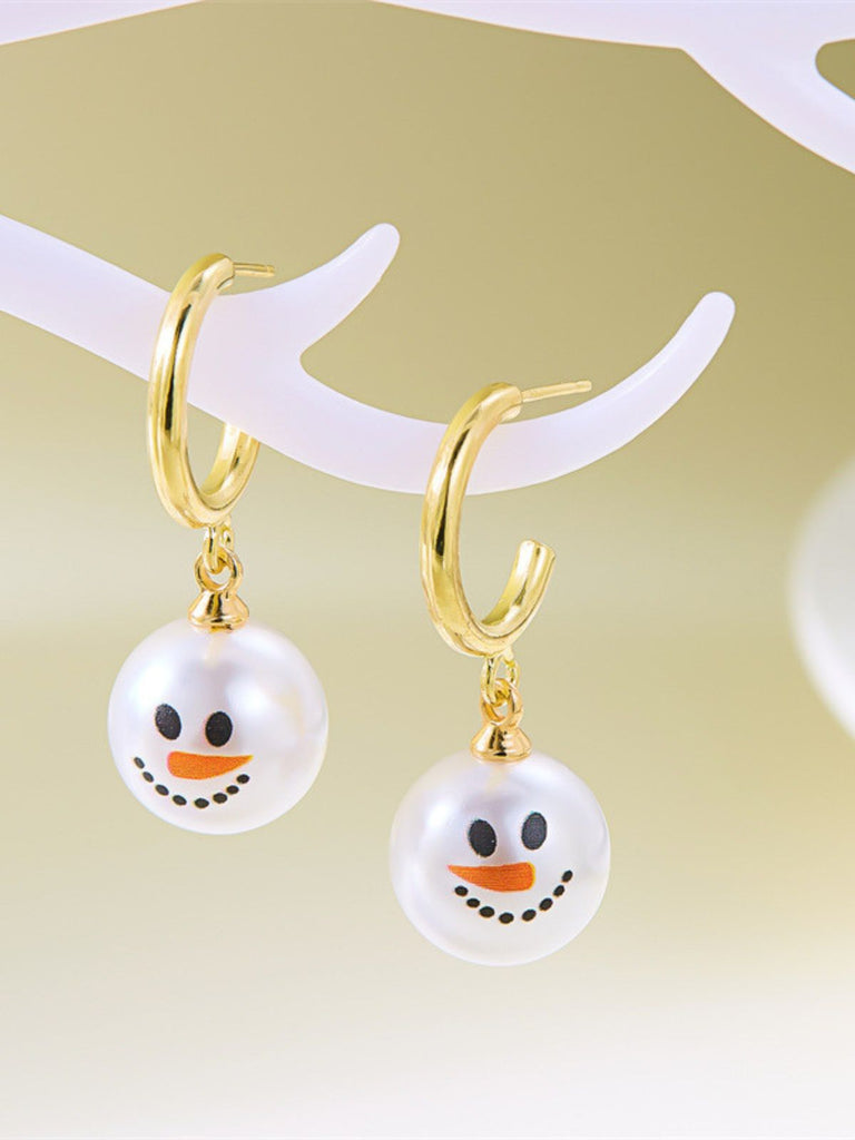 Orecchini a forma di pupazzo di neve e fiocco di neve in strass natalizi