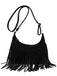Borsa boho con frange a tracolla in pelle scamosciata