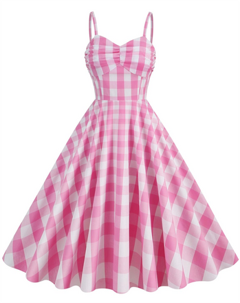 Abito a ruota plaid spalline sottili anni '50