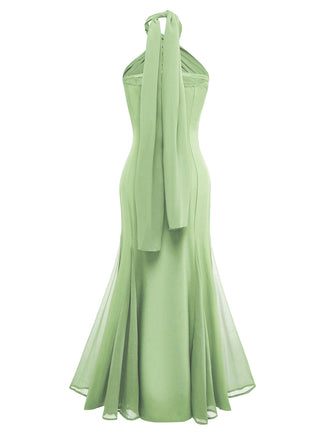 [Prevendita] Abito convertibile senza spalline incrociato in chiffon verde anni '30