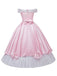 Abito da principessa con fiocco in raso spalle scoperte rosa anni '50