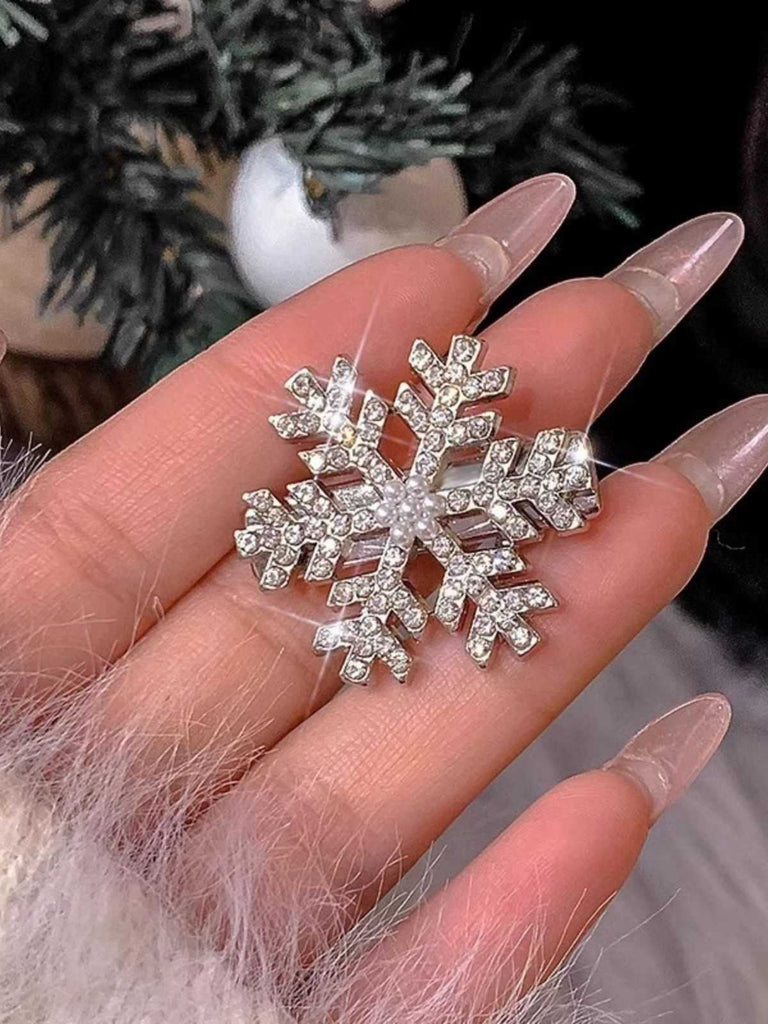 Forcina per capelli con fiocco di neve di Natale in argento e strass