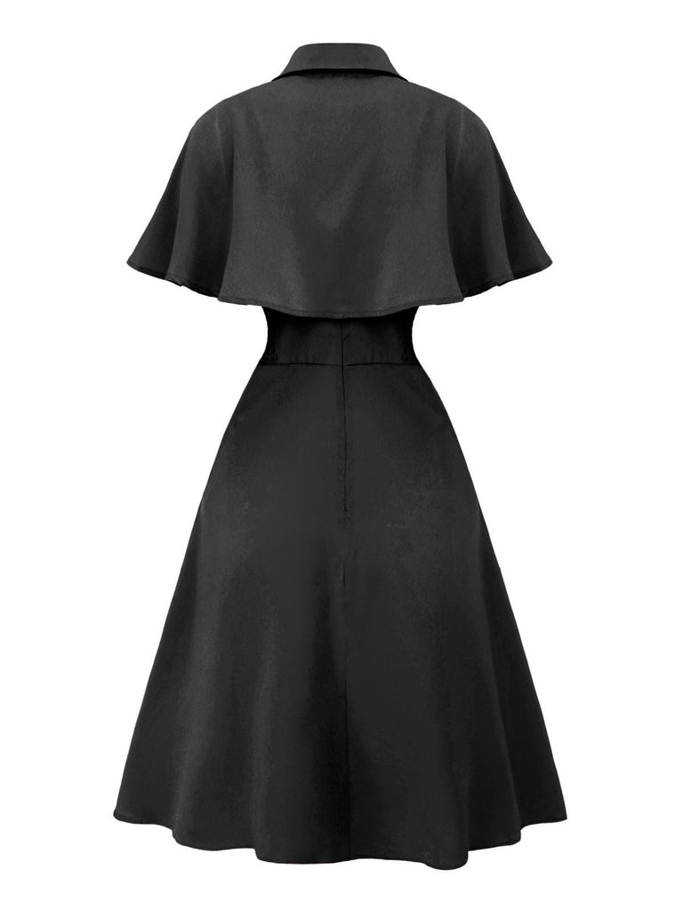 [Prevendita] Abito con mantella e revers a tinta unita rosa anni '50