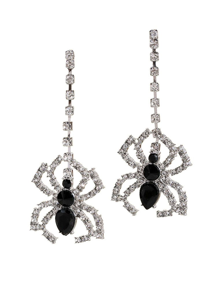 Orecchini pendenti ragno con strass Halloween argento