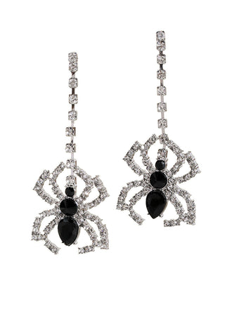 Orecchini pendenti ragno con strass Halloween argento