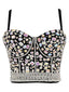 Top corsetto perle di strass  con spalline sottili anni '70