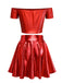 2PCS Top disco metallizzato con spalle scoperte e gonna anni '70
