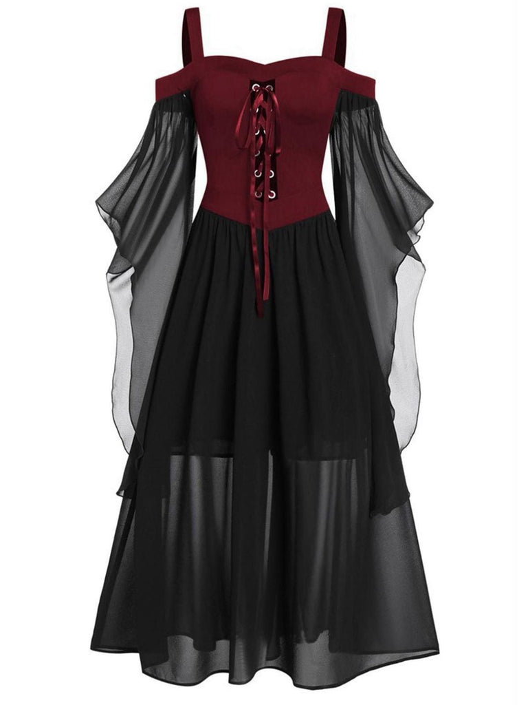 Abito con spalline trasparenti da strega Halloween anni '50