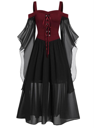 Abito con spalline trasparenti da strega Halloween anni '50