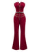 2PCS Top punk senza spalline con fibbia in metallo e pantaloni anni '70