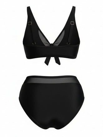 [Taglia Forti] Bikini con spalline regolabili e dettaglio allacciato nero anni '80