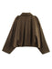 Giacca oversize in pelle scamosciata con risvolto anni '80