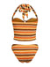 Costumi a righe in maglia scollo all'americana arancione anni '80