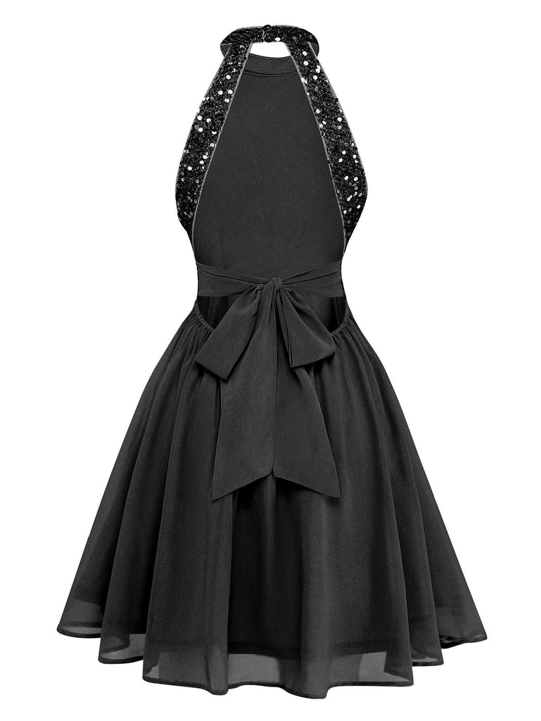 Abito con perline e paillettes patchwork senza maniche anni '50