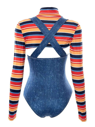 Collant a righe per Halloween multicolore anni '70
